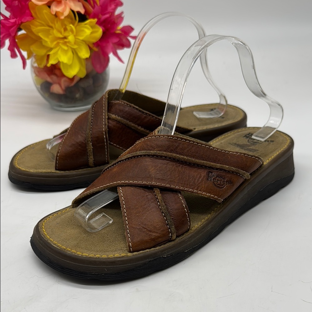 Dr. Martens Brown Cross-Strap Sandals